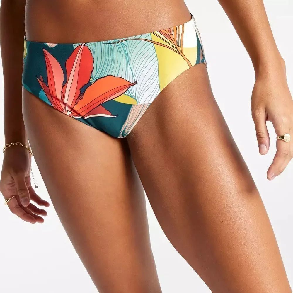 CALIA Women's Core Mid Rise Swim Bottoms NEW with tags Size XXL Botanical Print
